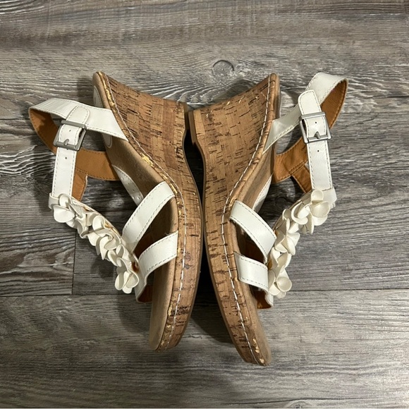 b.o.c. White and Tan Wedges with Floral Accents - Picture 4 of 5